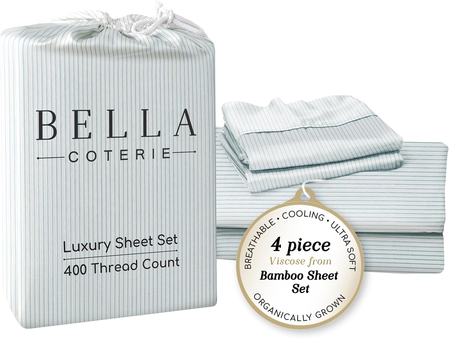 Bella Coterie Luxury Bamboo Viscose Queen Size Sheet Set | 100% Organically Grown | Ultra Soft | Cooling for Hot Sleepers | 18" Deep…