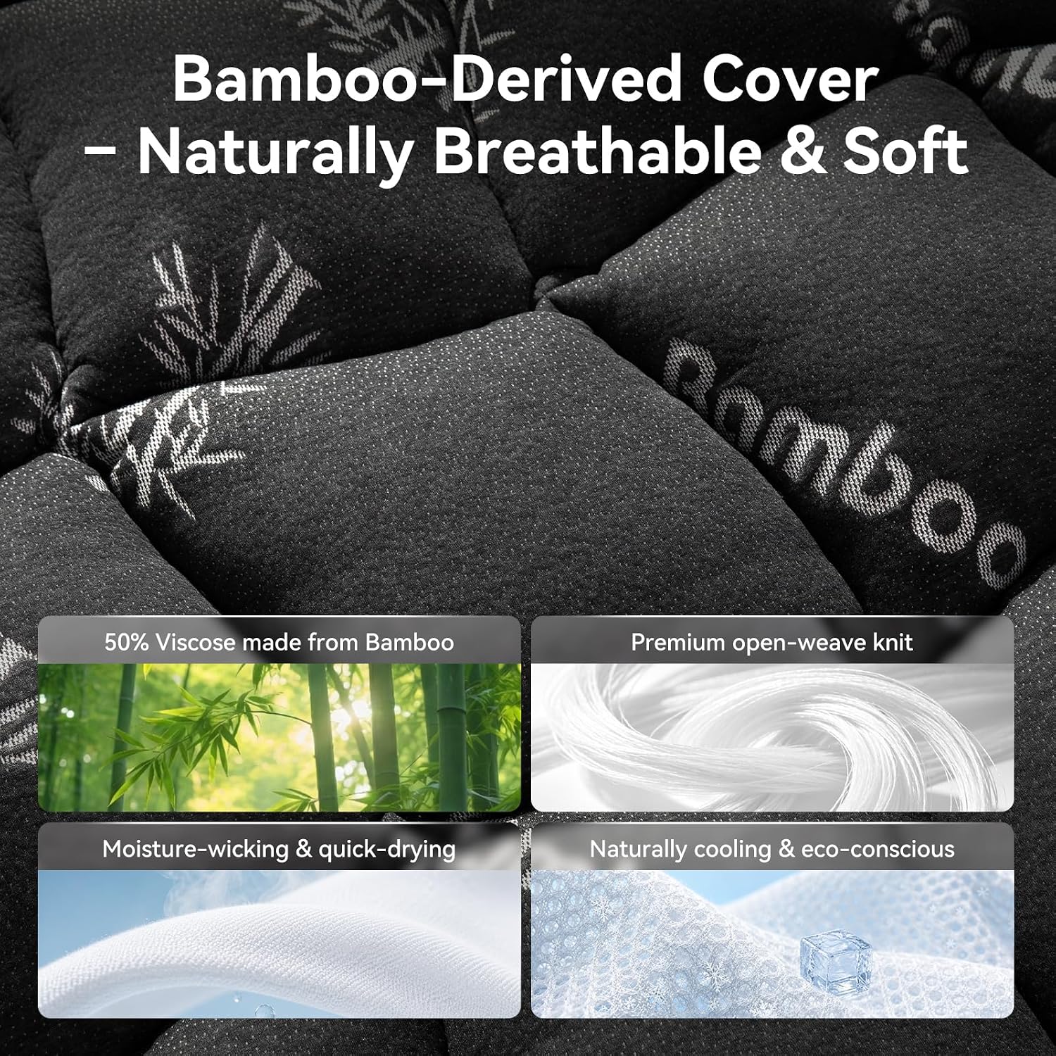 NiceSleepPlusLife Dual Layer 4 Inch Mattress Topper Queen Size Bed - 2" Gel Cooling Memory Foam and 2" Ultra Soft Pillow Top, Viscose Made…