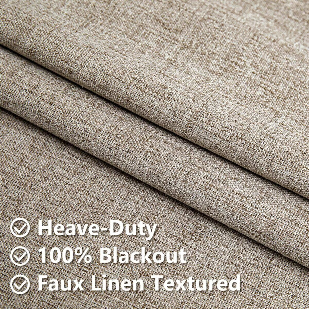 Igemaeve 100% Blackout Curtains for Bedroom 1 Panel, Linen Curtians 96 Inches Long Thermal Insulated, Blackout Grommet Drapes for Living Ro…