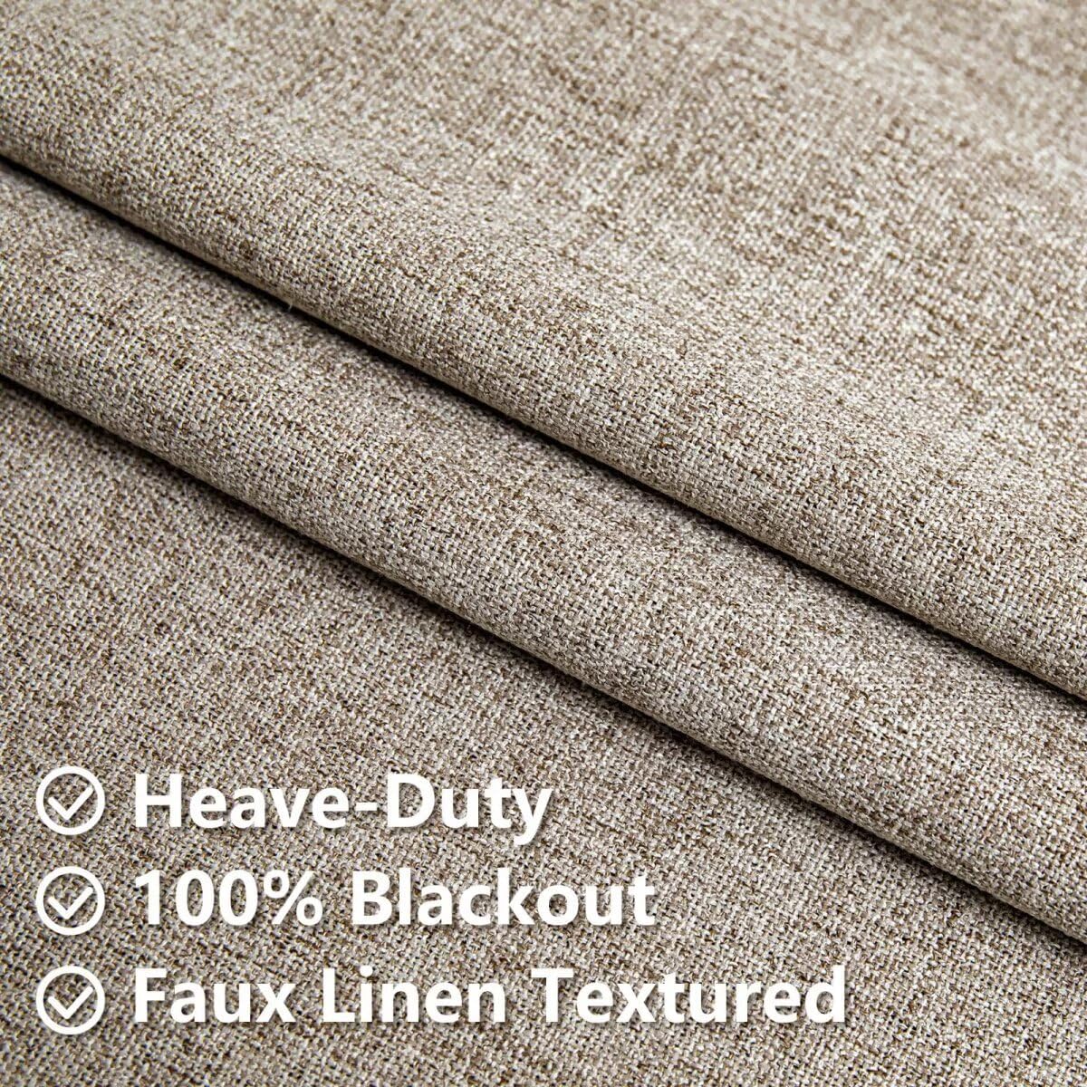 Igemaeve 100% Blackout Curtains for Bedroom 1 Panel, Linen Curtians 96 Inches Long Thermal Insulated, Blackout Grommet Drapes for Living Ro…