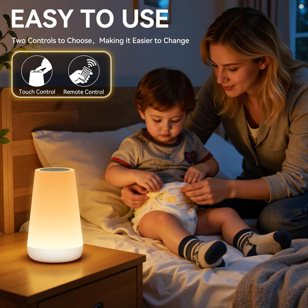 Auxmir Rechargeable LED Night Light, Touch & Remote Control Bedside Lamp with 13 Colors, 5 Brightness Levels, Portable Table Lamp for…