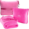BlueHills Premium Soft Travel Blanket Pillow Airplane Blanket Packed in Soft Bag Pillowcase with Hand Luggage Belt and Backpack Clip…