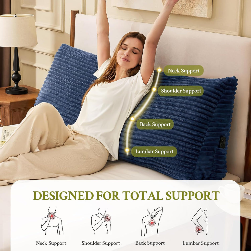 Zonamat Headboard Pillow Queen, Headboard Wedge Pillow, Back Rest Pillows for Sitting, Reading, Working, Triangle Pillow with Removable Cov…