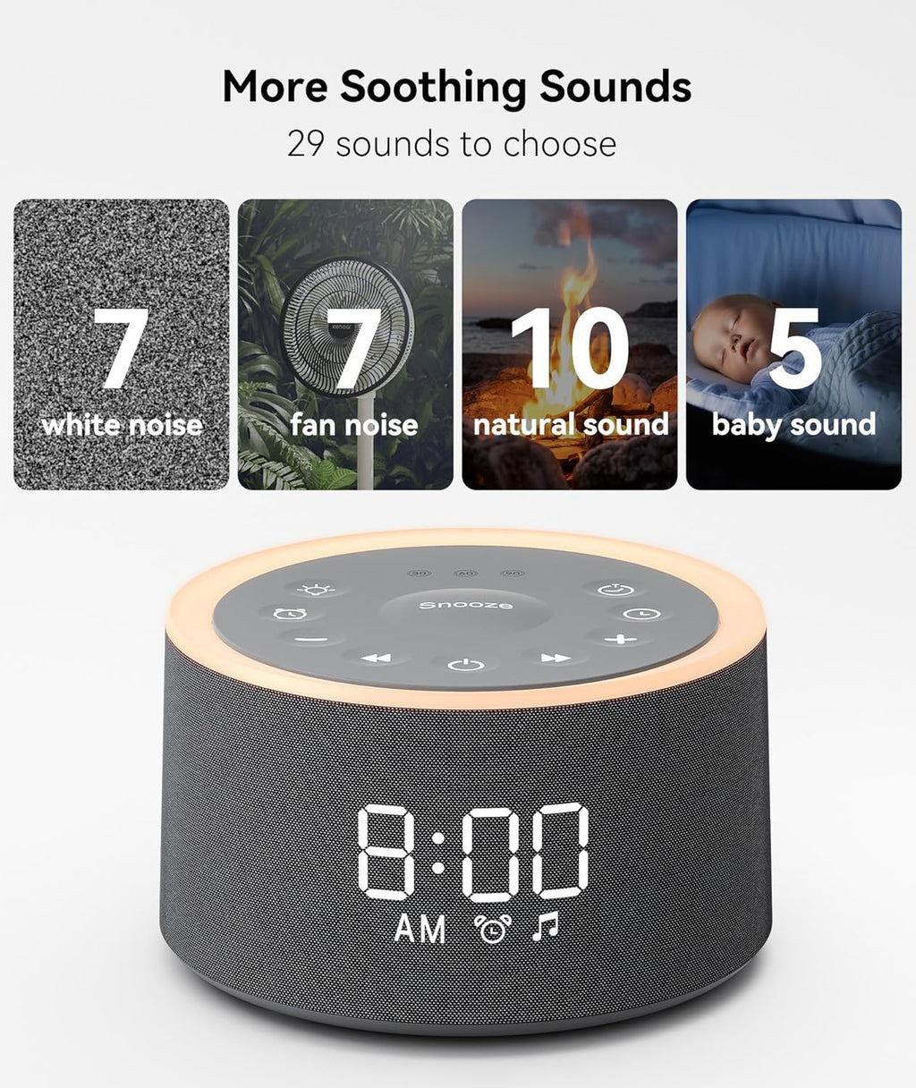 Dreamegg D1+ Sound Machine & Alarm Clock - Sound Machine for Sleep, White Noise Machine with 29 Soothing Sounds, Night Light, 0-100%…
