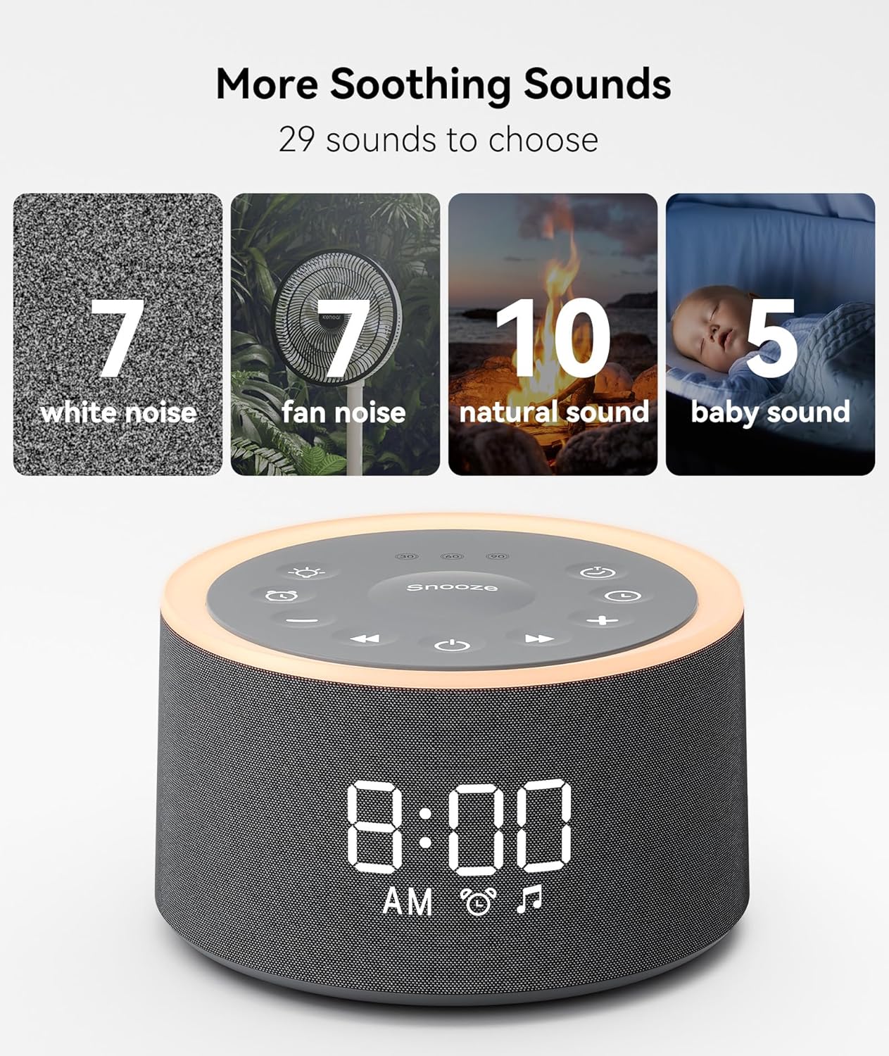 Dreamegg D1+ Sound Machine & Alarm Clock - Sound Machine for Sleep, White Noise Machine with 29 Soothing Sounds, Night Light, 0-100%…