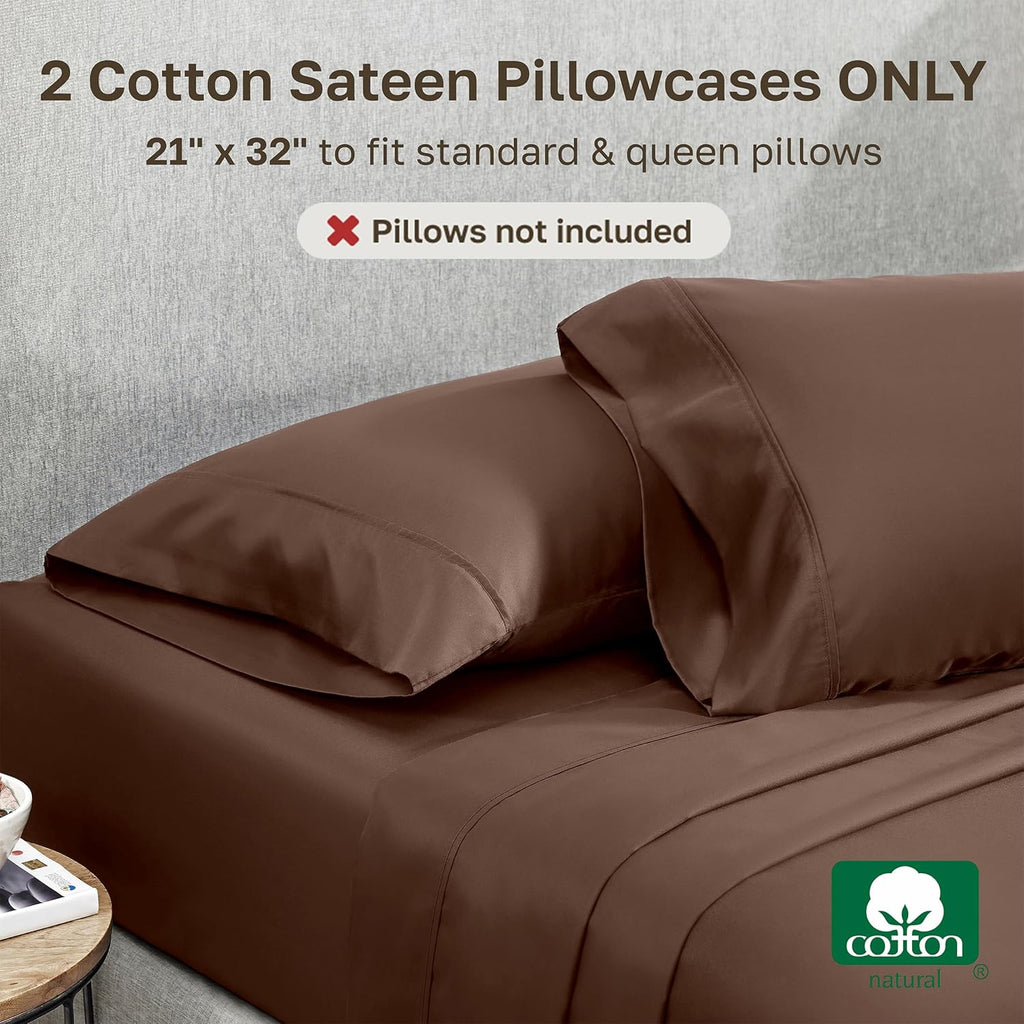 CaliforniaDesignDen California Design Den Standard/Queen Size Pillowcase Set - Soft 400 Thread Count Sateen, 100% Cotton Pillowcases, Set o…