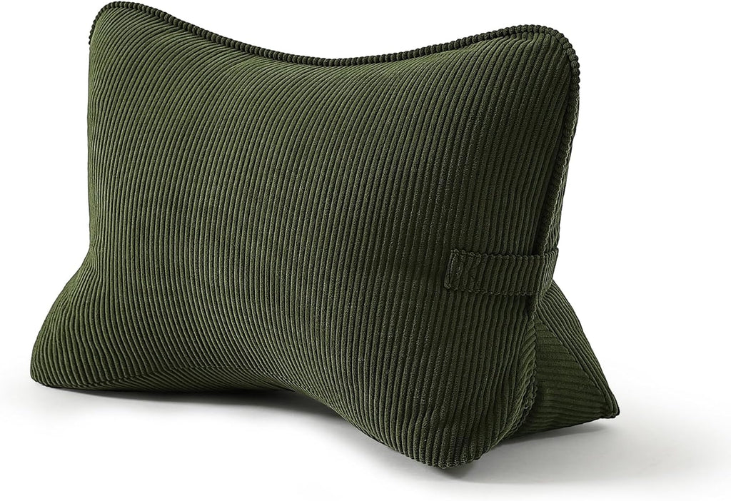Pat. Pend. Corduroy Ergonomic Lumbar Support Pillow for Sitting Support, Triangle Back Cushion for Sofa, Armchair & Bed, Washable Cover…