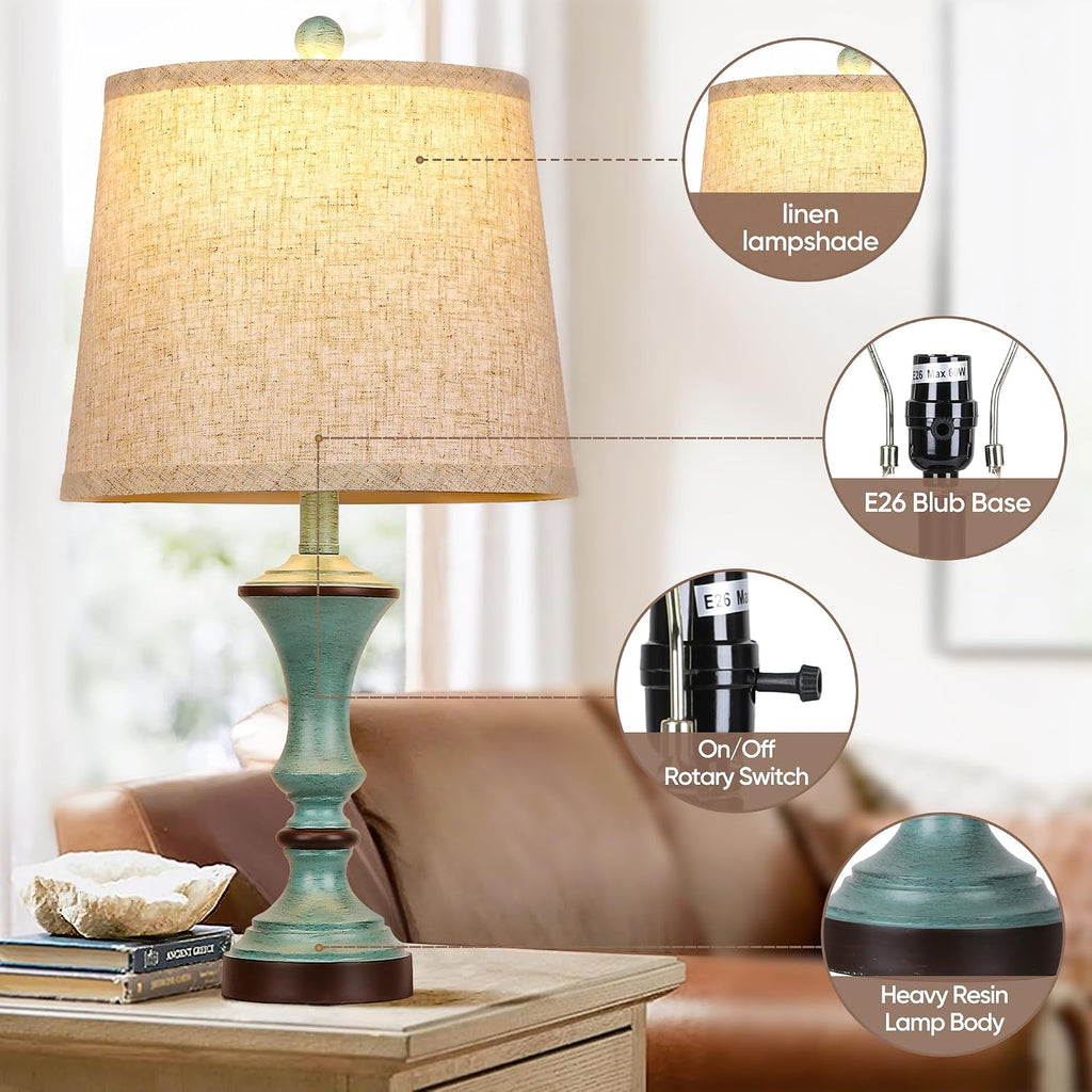 ROTTOGOON Retro Table Lamps Set of 2 Nightstand Lamp for Bedroom Vintage Rustic Table Lamps for Living Room Traditional Nightstand…