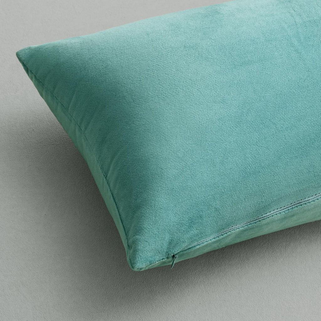 Miulee 26x26 Inch Euro Sham Velvet Pillow Covers, Set of 2 Large Square Decorative Pillows -Aqua Green Super Soft for King Bed, Sofa, Couch…