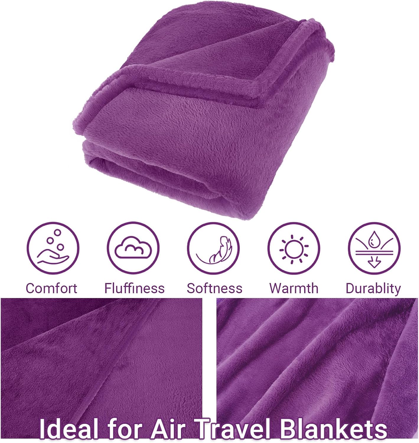 Travel Blanket & Pillow Set, 300 GSM Soft Fleece, 60x43 Inches, 3-in-1 Airplane Blanket, Travel Pillow and Blanket Set, Travel Blanket…