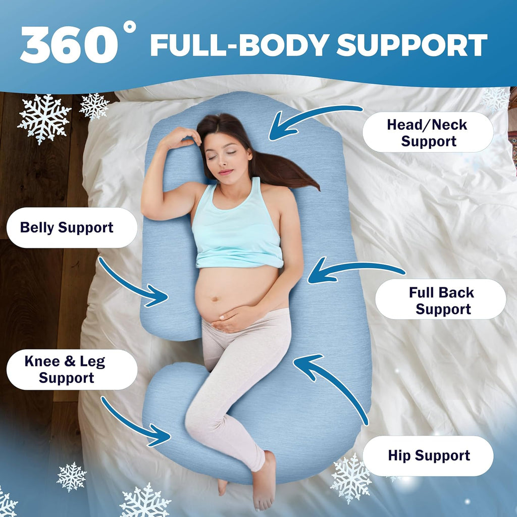 Pillani Pregnancy Pillows for Sleeping - V C U Shaped Full Body Pillow with Removable Cover, 57inch Cooling Maternity Pillow for Pregnant W…