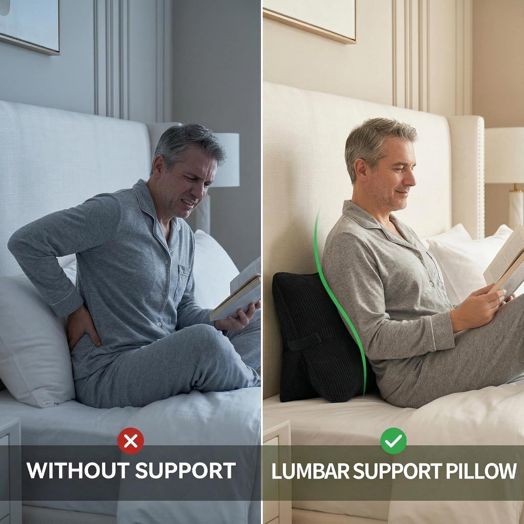 Ailuteie Pat. Pend. Corduroy Lumbar Support Pillow for Sitting, Triangle Cushion for Sofa, Couch or Bed, Reading Pillow for Gaming, Watchin…