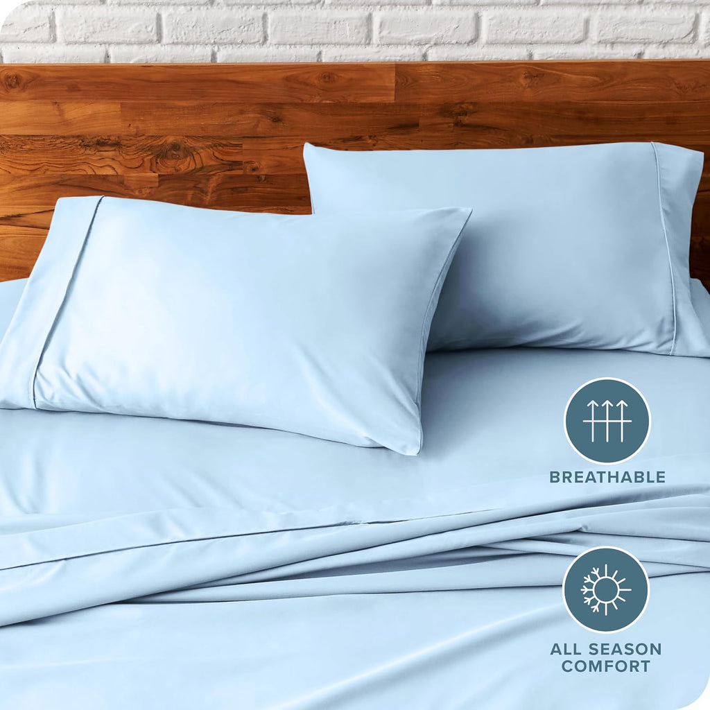 BareHome Bare Home Microfiber Pillow Cases - Standard/Queen Size Set of 2 - Cooling Pillowcases - Double Brushed - Light Blue Pillowcases 2…