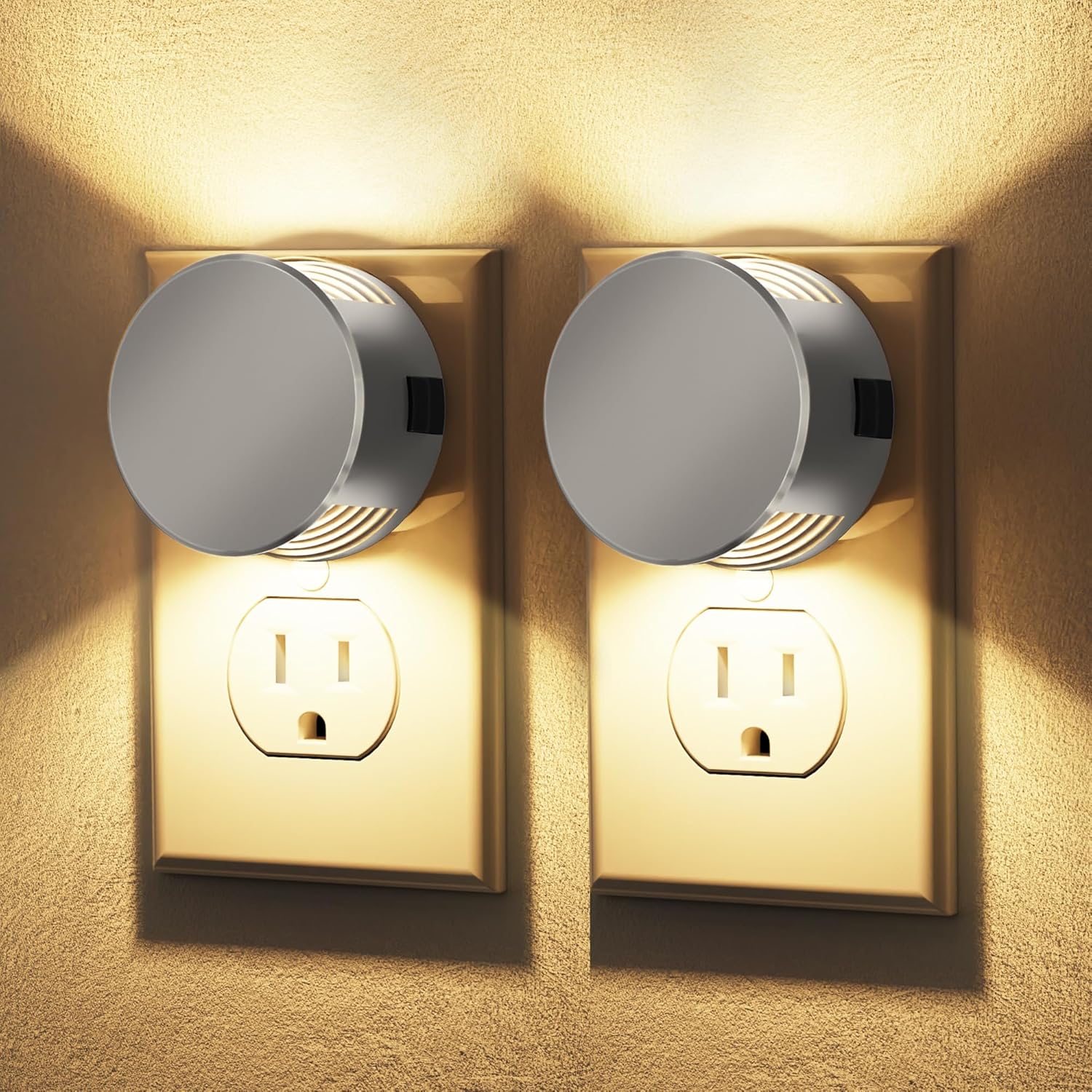Briignite Night Lights Plug into Wall [2 Pack], Dusk to Dawn Sensor Nightlight, Brightness Adjustable, 3000K Soft White, Dimmable Plug in…