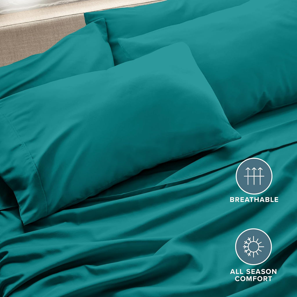 BareHome Bare Home Microfiber Bulk Pillow Cases - Standard/Queen Size Set of 4 - Cooling Pillowcases - Double Brushed - Emerald Pillowcases…