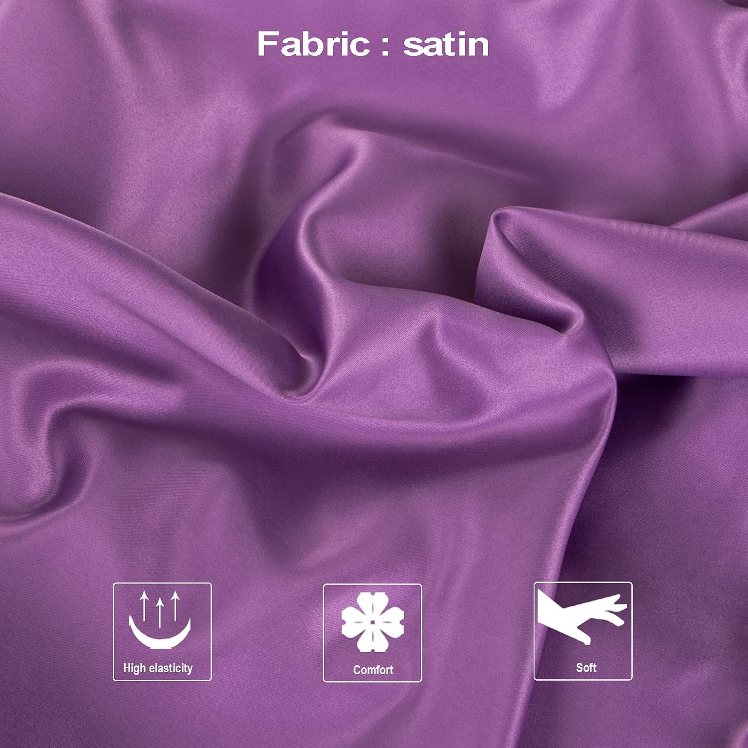 Ntbay Zippered Satin Pillow Cases for Hair and Skin, Luxury King Hidden Zipper Pillowcases Set of 2, 20x36 Inches, Purple 36 Inches