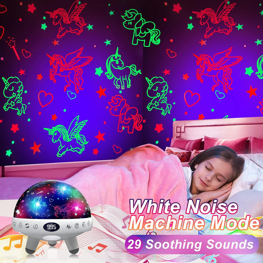 Yachance Unicorn Gifts Toys for 1-12 Year Old Girls.Unicorn Night Light Projector for Girls.Kids White Noise Machine with Baby Night Light.…