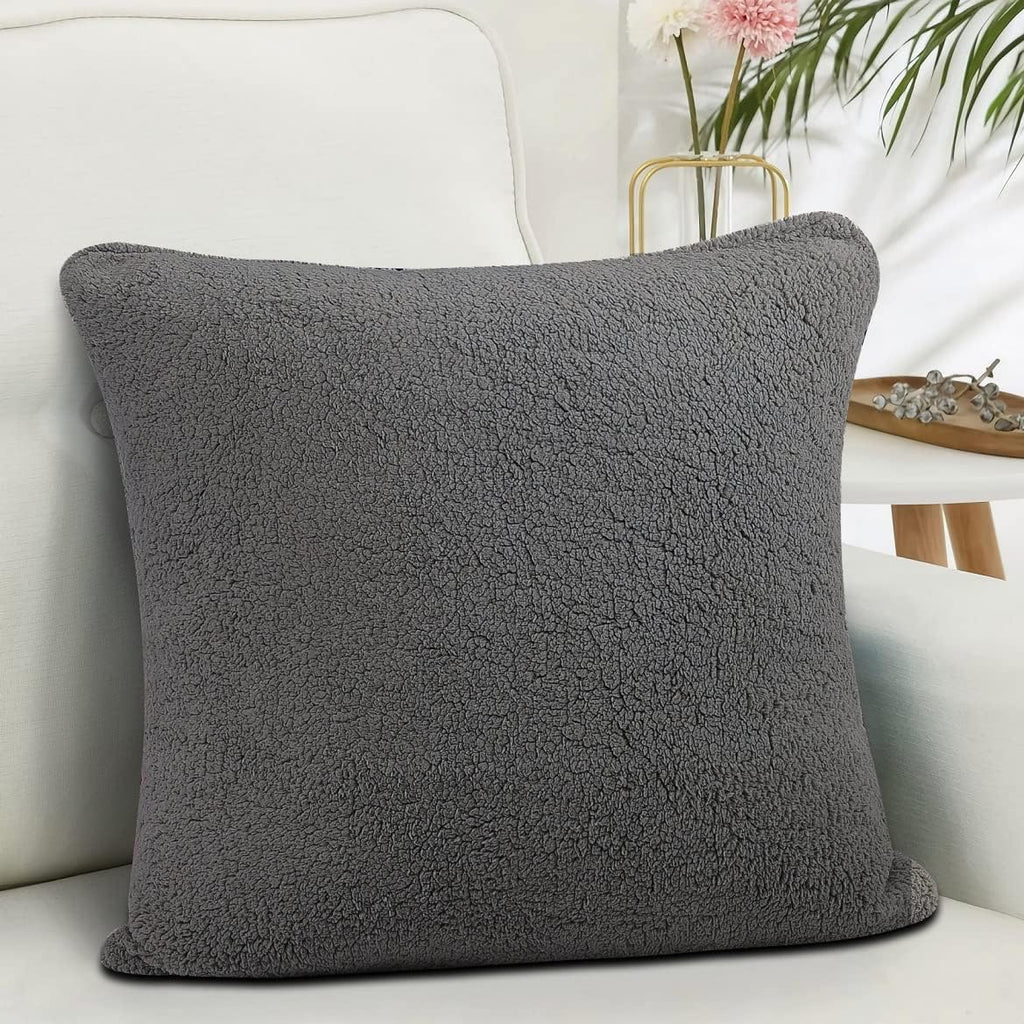Reafort Sherpa Euro Sham Pillow Cover 26x26 Inch, Ultra Soft Plush Fluffy Decorative Throw Pillow Case with Hidden Zipper, Cozy Cushion Cov…