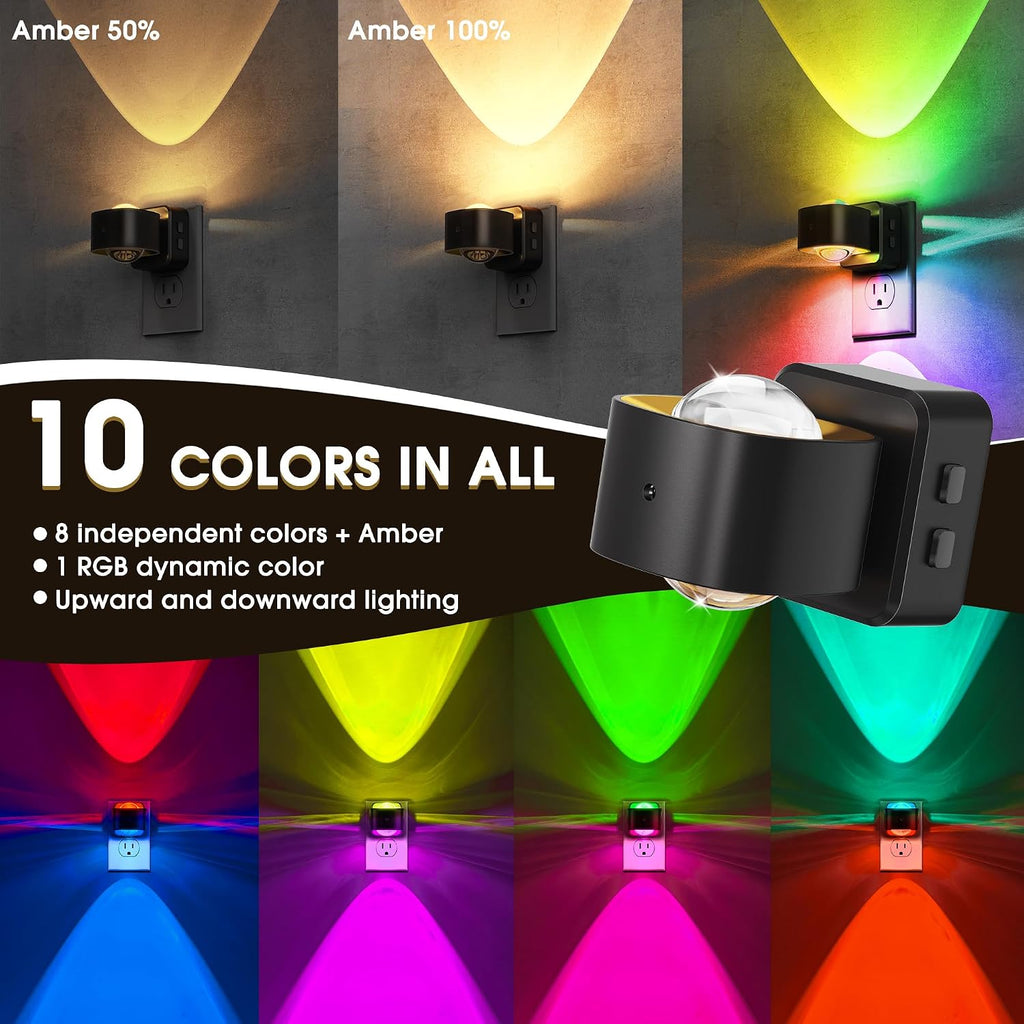 Briignite Night Light Projector, RGB Color Changing Night Light for Kids, 180° Rotating Night Lights Plug into Wall, Dusk to Dawn Sensor…