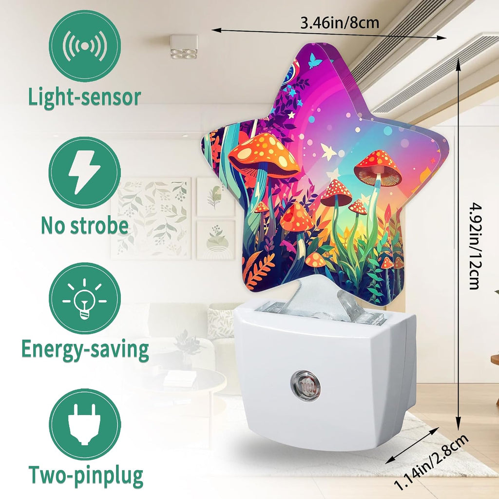 Magic Mushrooms Star Night Light Plug in, Decorative Night Light for Kids Room Nursery Bedroom, Soft Glow Sensor Lamp for Hallway…