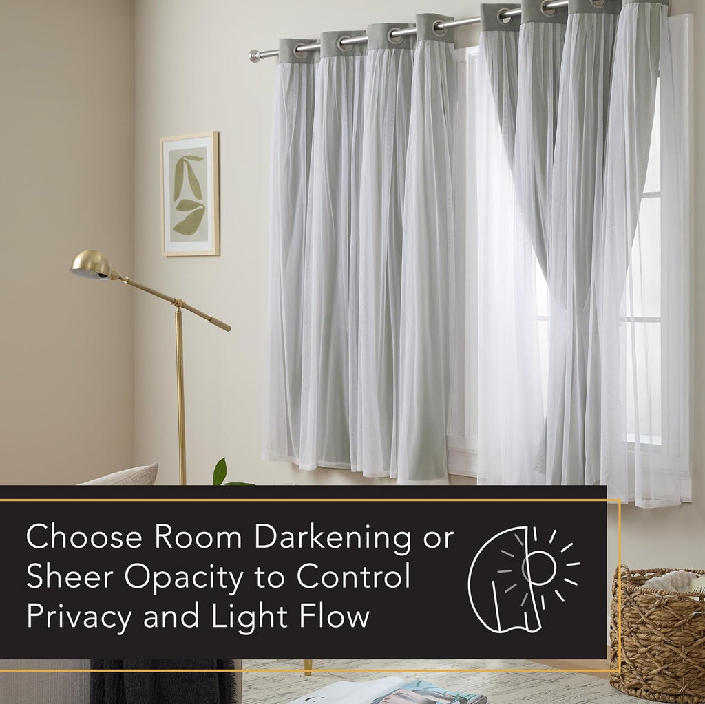 TOWN & COUNTRY LUXE Talia Double Layer Indoor Curtains, Sheer and Room Darkening Blackout, Grommet Top, Energy Efficient, 2-Pack Set, 52x…