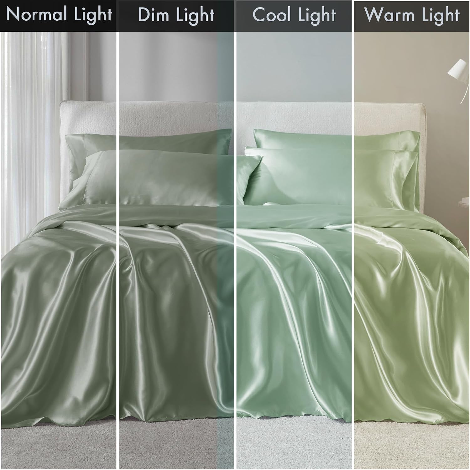 Madisonpark Madison Park Satin Sheets Cal King Size, Luxurious Silky Bed Sheets, Elastic 14" Pocket fits up to 16" Mattress, Wrinkle-Free,…