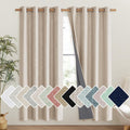 NICETOWN Cream Bedroom Full Blackout Linen Curtain Panels Set of 2, 52" by 72", Thick Insulated Classic Grommet Blackout Draperies with…