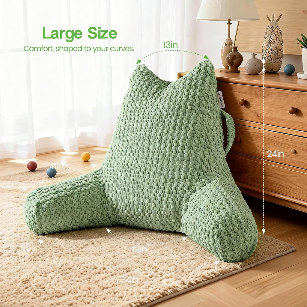 Yagamo Yaagmo Large Reading Pillow for Bed Sitting Up, Corduroy Backrest Pillow with Shredded Memory Foam Filling, Back Support Cush…