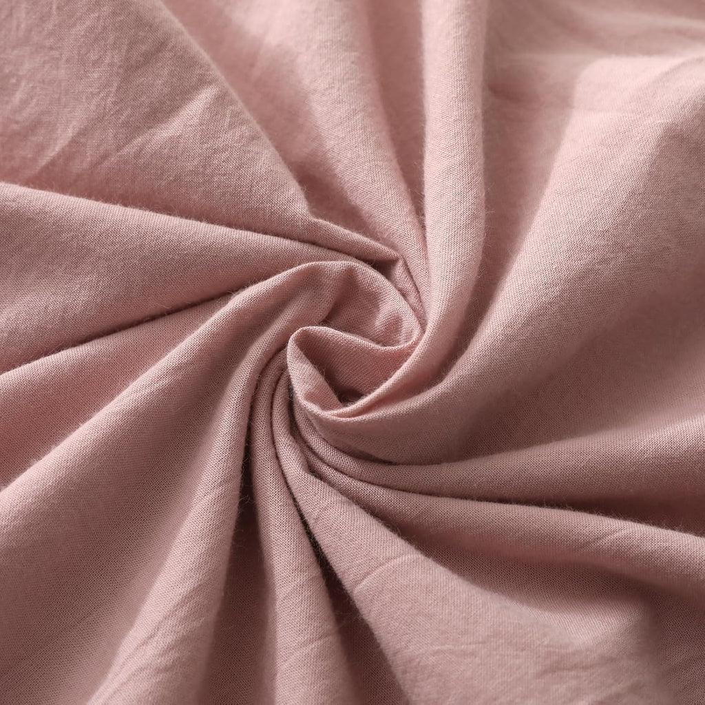 Silnuo 2 Pack Dusty Pink Ruffled Throw Pillow Covers Washed Cotton Farmhouse Decorative Pillowcases Bed Pillow Shams 20"x20" 2 Pack Cotton…