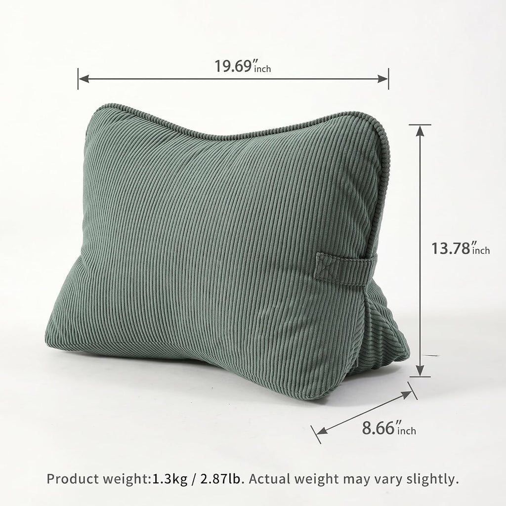 Ailuteie Pat. Pend. Corduroy Lumbar Support Pillow for Sitting and Posture Support, Triangle Cushion for Bed, Sofa or Couch, Reading Back P…