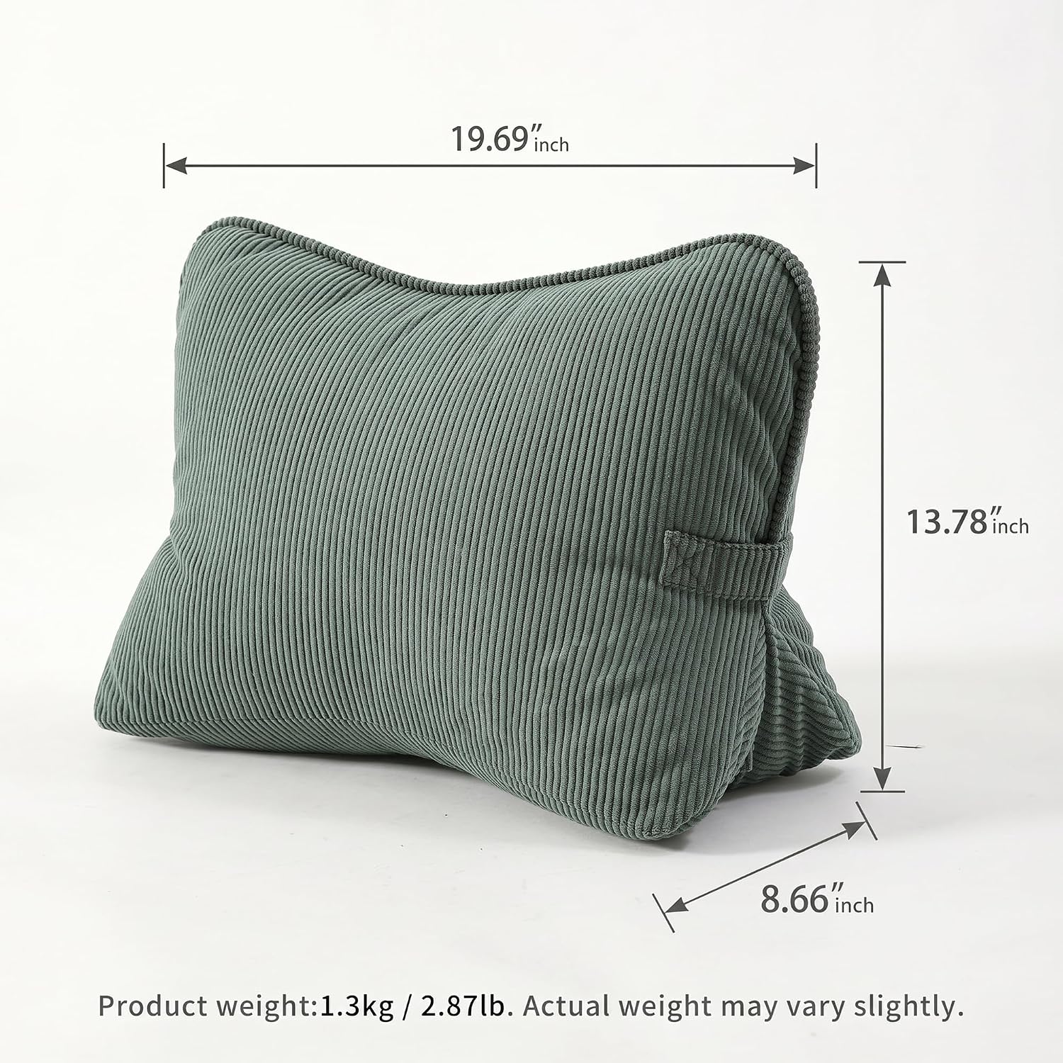 Ailuteie Pat. Pend. Corduroy Lumbar Support Pillow for Sitting and Posture Support, Triangle Cushion for Bed, Sofa or Couch, Reading Back P…