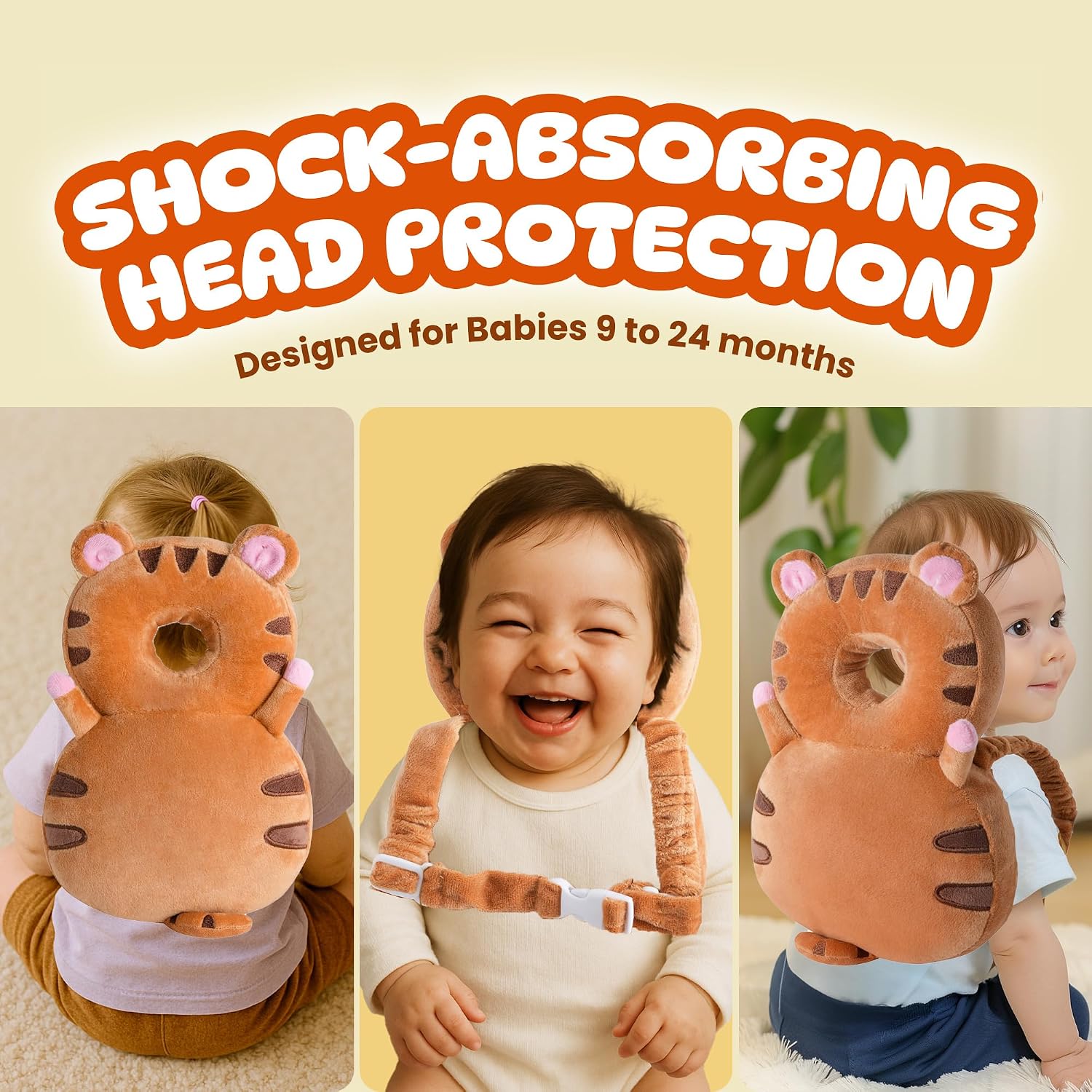 Baby Head Protector Backpack (9 to 24 Months) - Cute Head Guard Pillow with Knee Pads and Socks, Baby Shower Gift, Baby Safety Set…