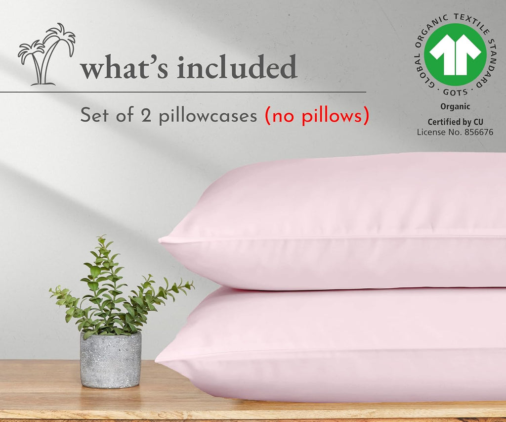 CaliforniaDesignDen California Design Den 100% Organic Cotton Pillow Cases Queen/Standard Set of 2 - Soft & Crisp Percale, Fits Standard &…