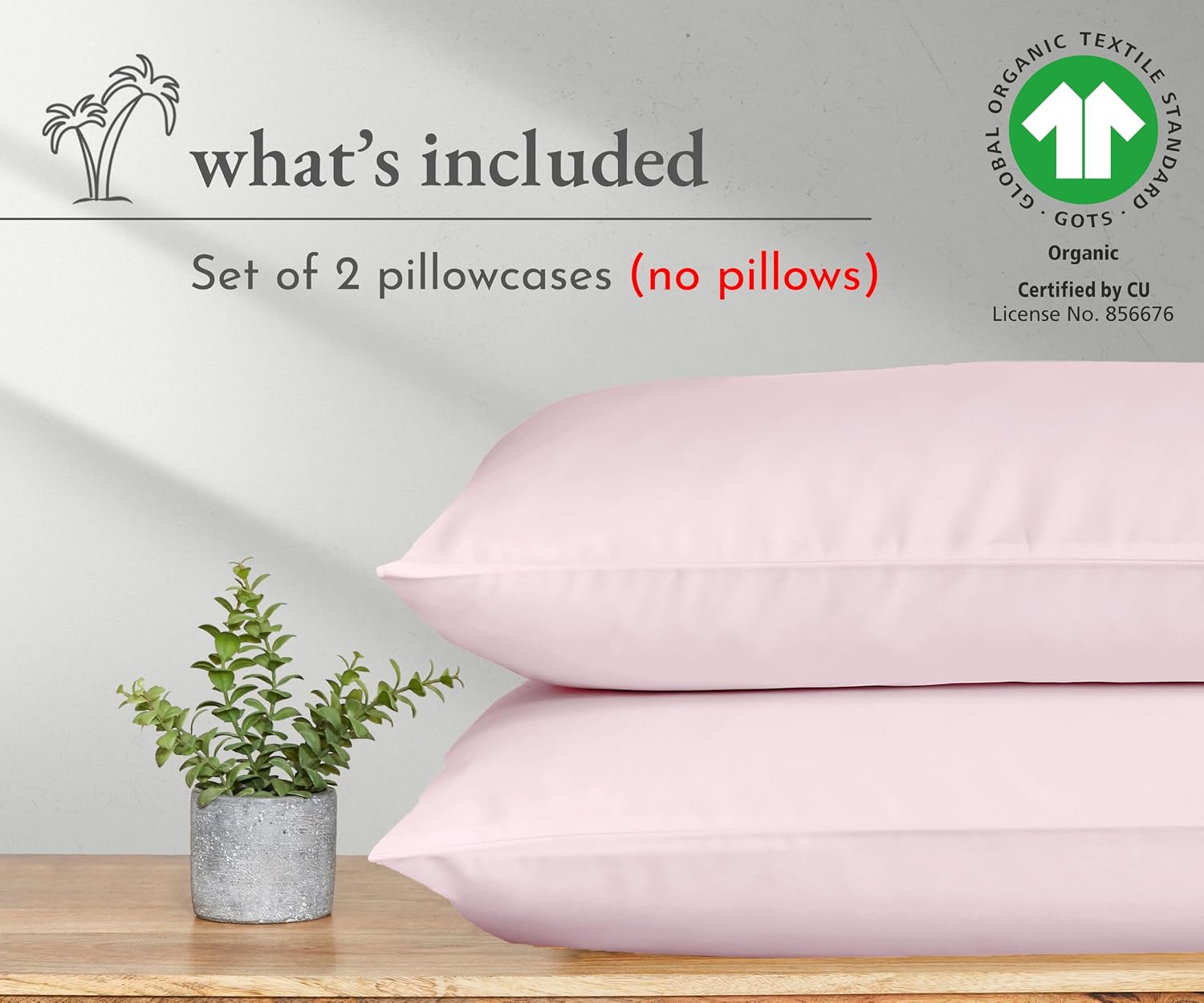 CaliforniaDesignDen California Design Den 100% Organic Cotton Pillow Cases Queen/Standard Set of 2 - Soft & Crisp Percale, Fits Standard &…
