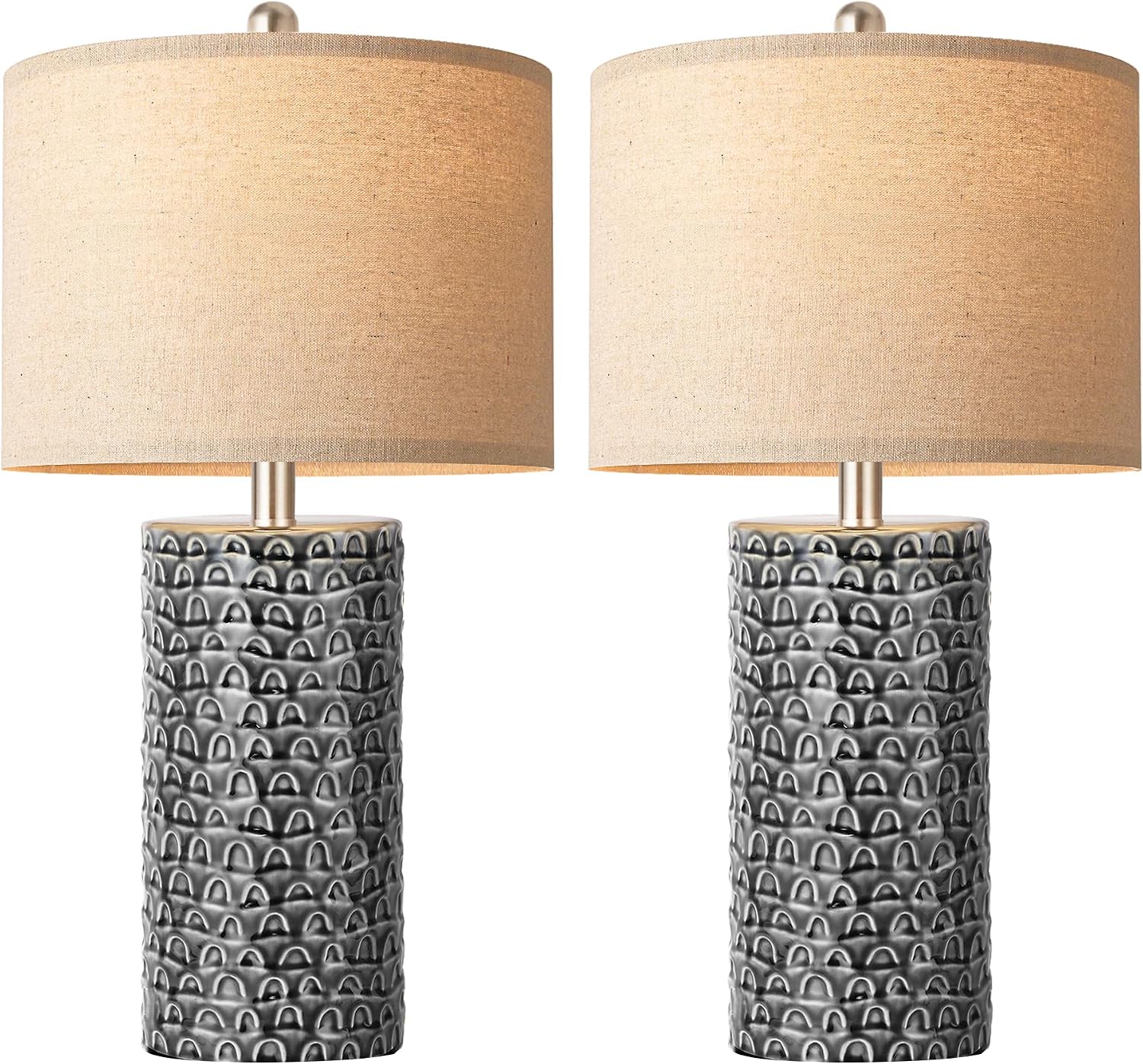 PARTPHONER 23" Modern Ceramic Table Lamp Set of 2, Table Lamps for Living Room, Rustic Farmhouse Bedside Lamps Nightstand lamp for…