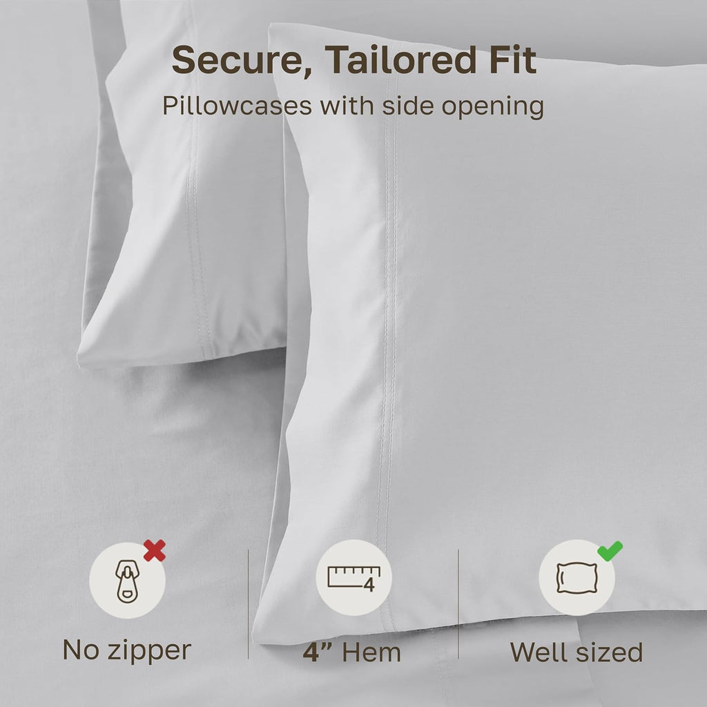 CaliforniaDesignDen California Design Den King Pillow Covers Set of 2-600 Thread Count Sateen, Natural 100% Cotton Pillow Cases King, Crisp…