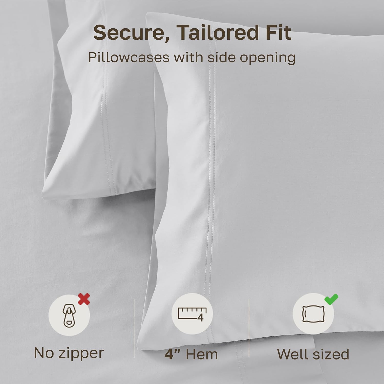 CaliforniaDesignDen California Design Den King Pillow Covers Set of 2-600 Thread Count Sateen, Natural 100% Cotton Pillow Cases King, Crisp…