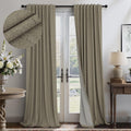Pitalk Taupe Blackout Curtains 90 Inches Long Thick Linen Patio Curtain for Sliding Glass Doors Neutral Cottagecore Home Decor Living Room…