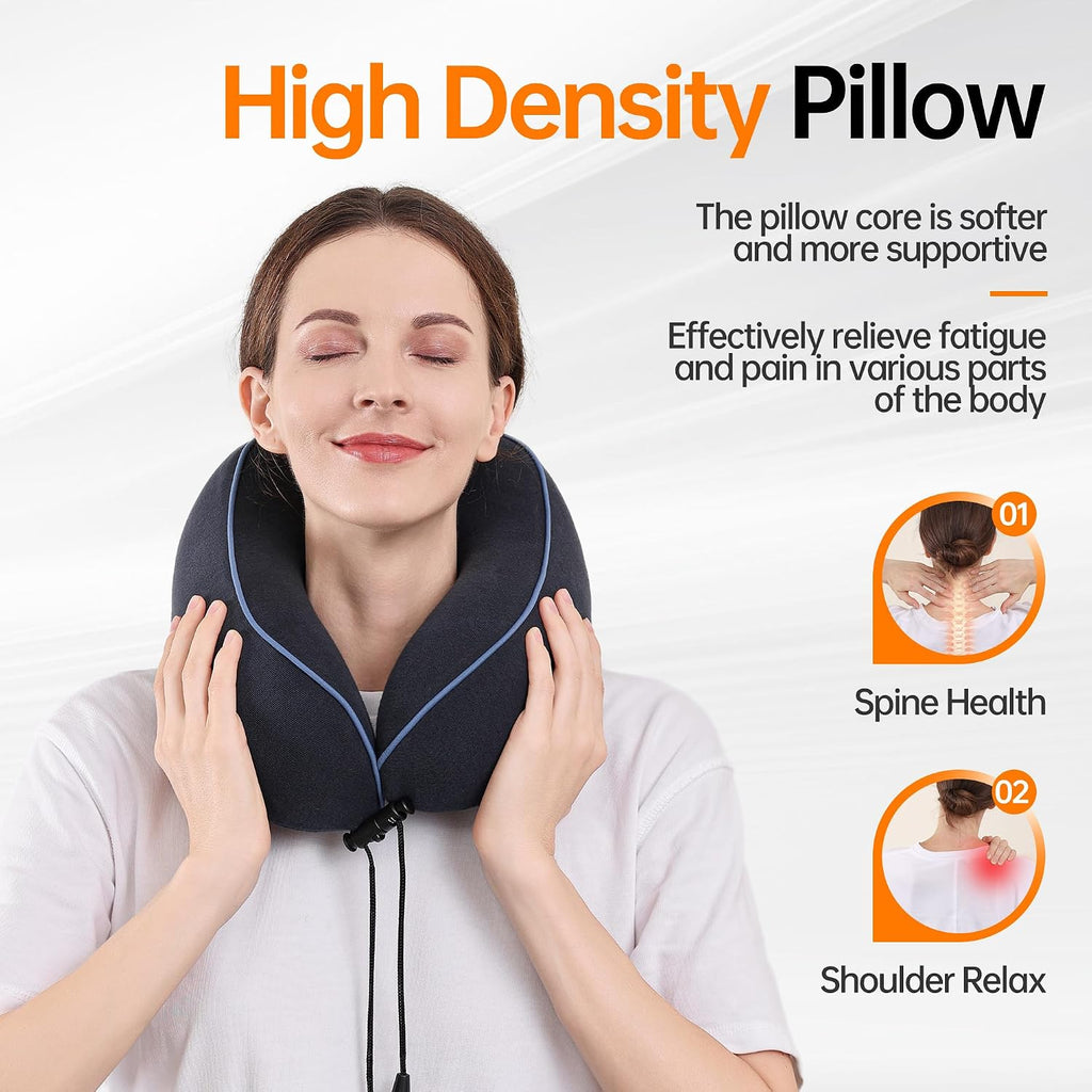 MANXUEKAI Travel Neck Pillow 100% Pure Memory Foam Travel Pillow for Sleeping on Airplane, Car, Train, Bus, Office and Home Use, Washable…