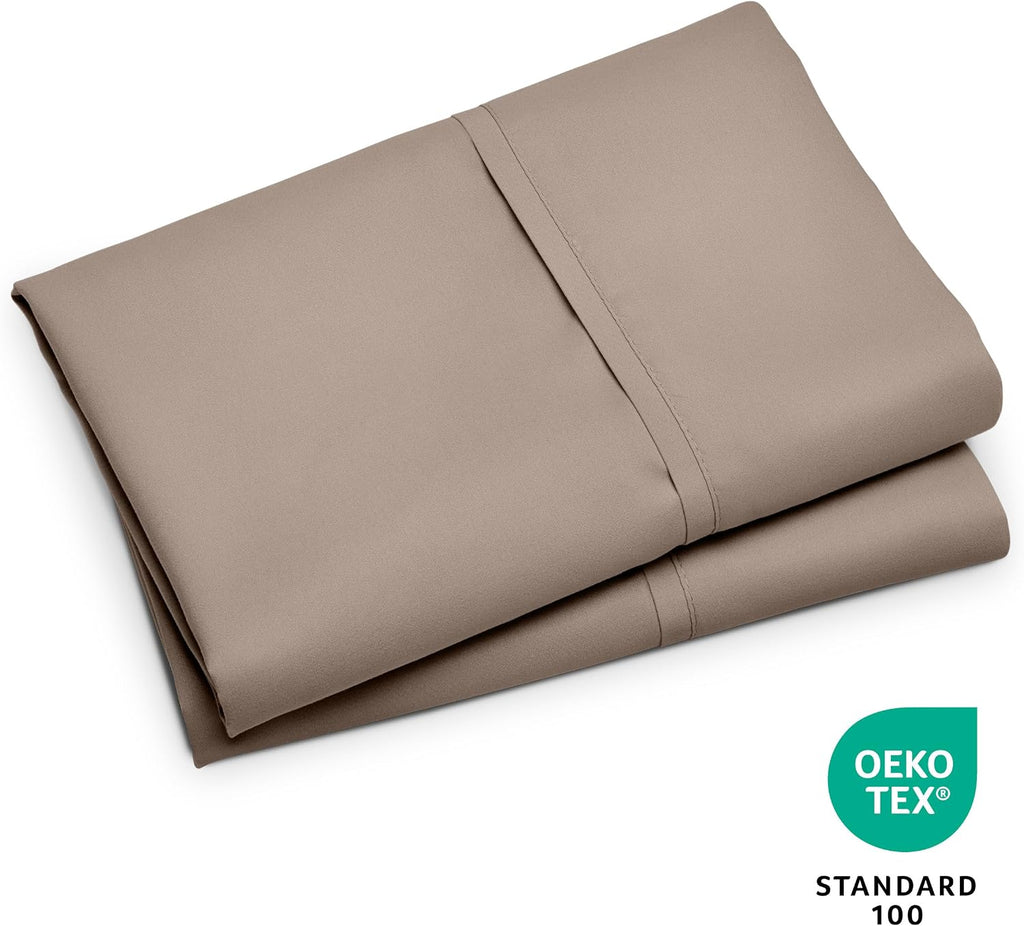 BareHome Bare Home Microfiber Pillow Cases - Standard/Queen Size Set of 2 - Cooling Pillowcases - Double Brushed - Taupe Pillowcases 2 Pack…