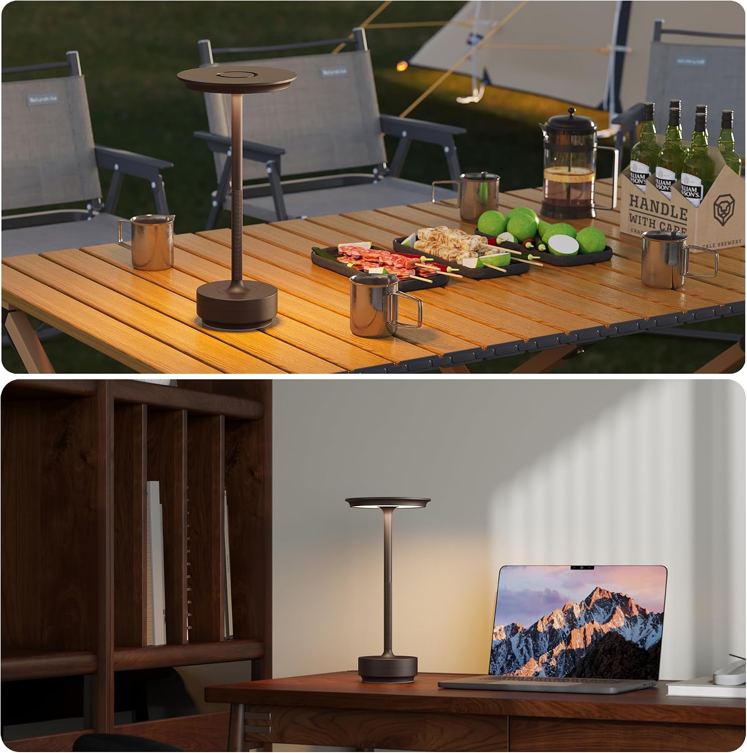 1 Pack Rechargeable Table Lamps Cordless, Portable 5000mAh Outdoor Table Light, 3 Color Stepless Dimming LED Table Lamp with Memory…