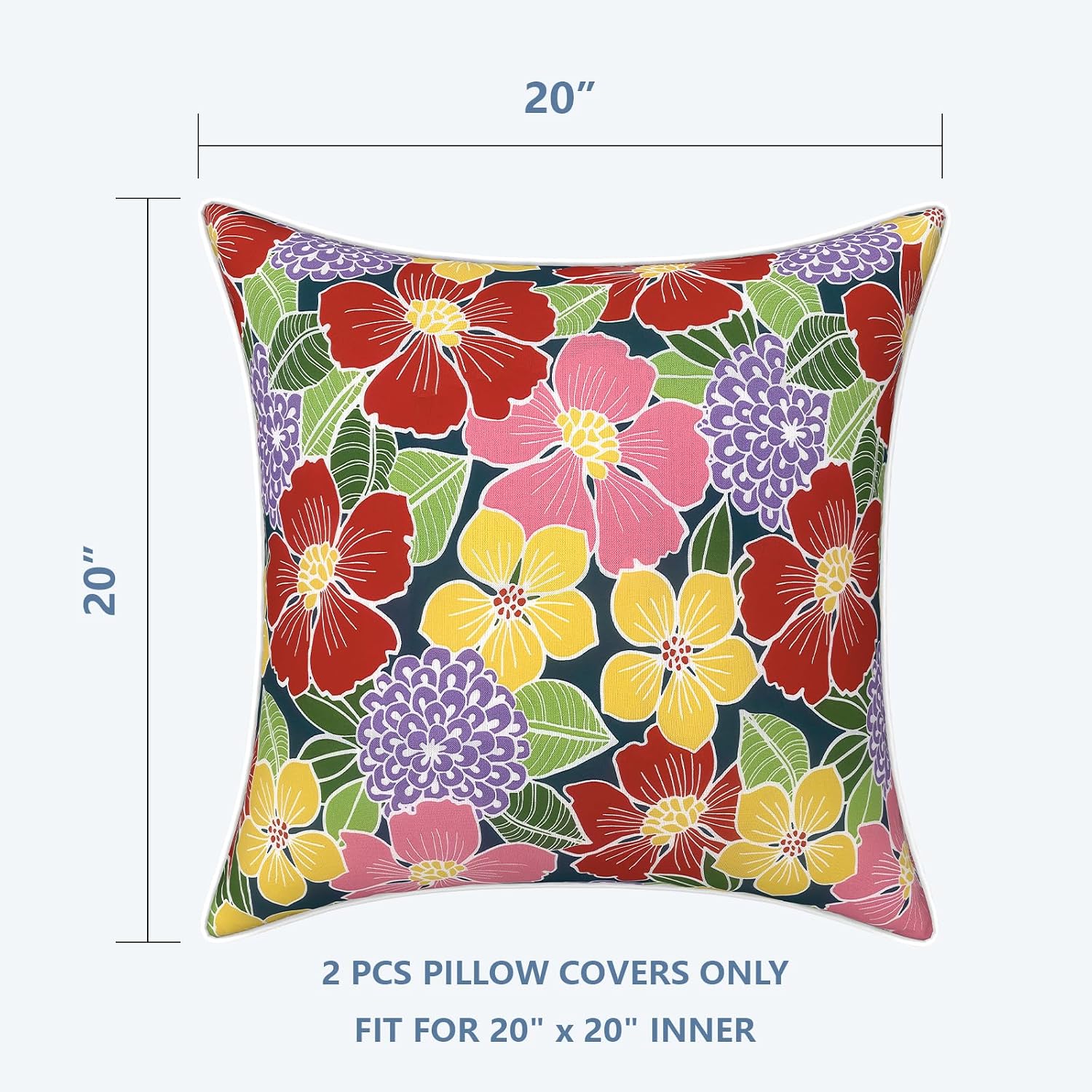 LVTXIII Outdoor/Indoor Pillow Covers, Patio Fade Resistant Throw Pillow Covers ONLY, Waterproof Farmhouse Accent Cushion Cases for Sofa…