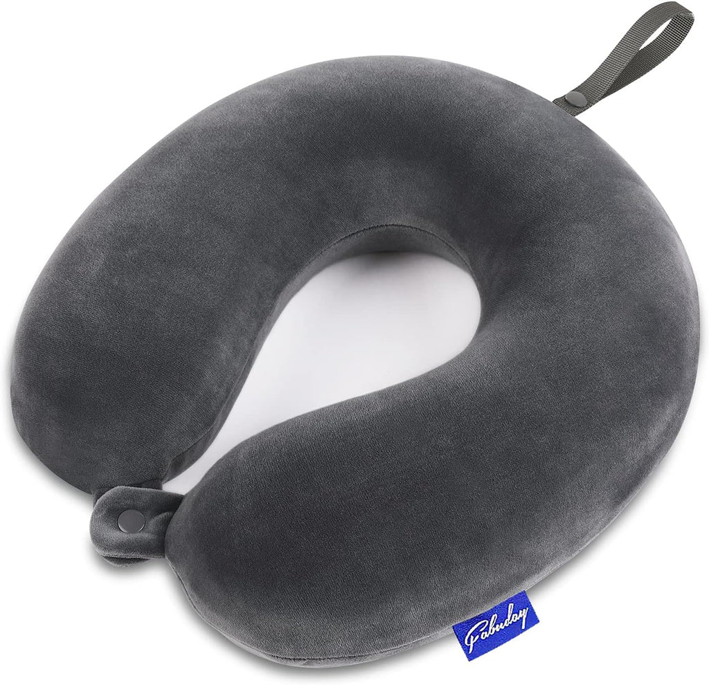 Fabuday Travel Pillow Memory Foam for Airplanes - Neck Pillow for Traveling, Car, Home, Flight Pillow for Sleeping with Attachable Snap Str…