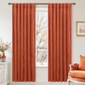 Lamit Terracotta Velvet Curtains 80 Inch for Bedroom, Rust Fall Decor Room Darkening Panels for Farmhouse Thermal Noise Reducing Living Roo…