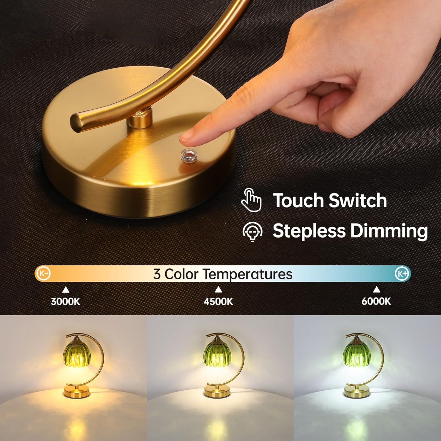 Shenmoyl Set of 2 Tulip Table Lamp, 5200mAh Cordless Touch Control Table Lamp with 3 Color Temps & Stepless Dimming, Rechargeable Battery…