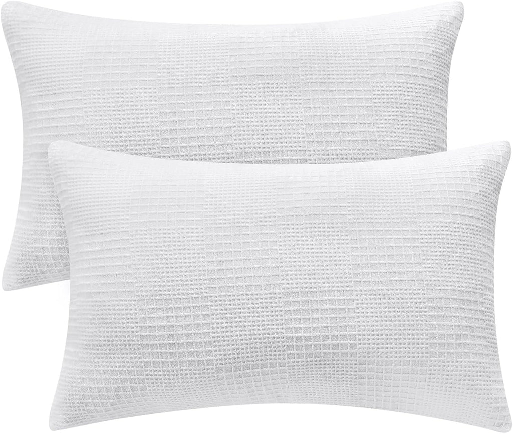 Bedelite Flannel King Size Pillow Cases Set of 2, Decorative Waffle Weave Fleece Pillowcasess with Zipper for Bedroom, Sofa, Luxury Cozy Pi…