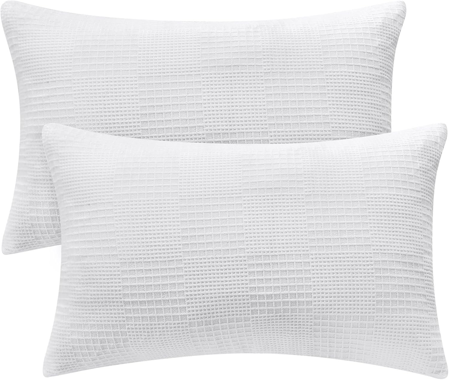 Bedelite Flannel King Size Pillow Cases Set of 2, Decorative Waffle Weave Fleece Pillowcasess with Zipper for Bedroom, Sofa, Luxury Cozy Pi…