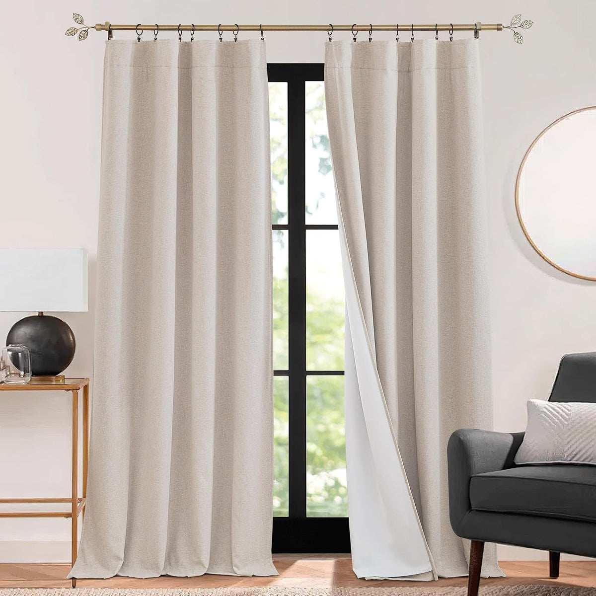 Rybhome RYB HOME 3 in 1 Soundproof - Blackout - Insulation Linen Curtains, Noise Blocker Energy Saving Curtains for Bedroom Living Room Doo…