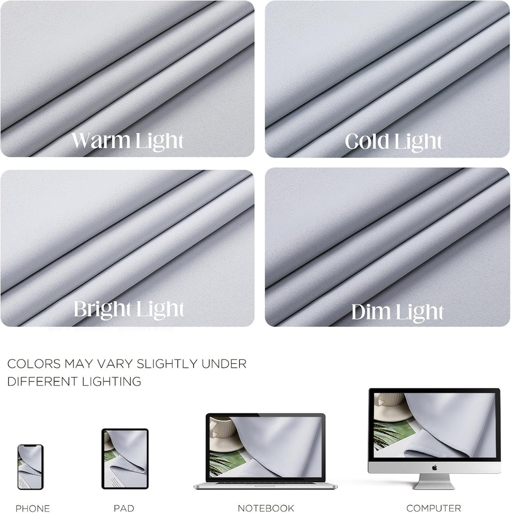 CUCRAF Custom Grayish White Blackout Curtains 1 Panel Set, Thermal Insulated Grommet Room Darkening Curtain for Living Room Bedroom…