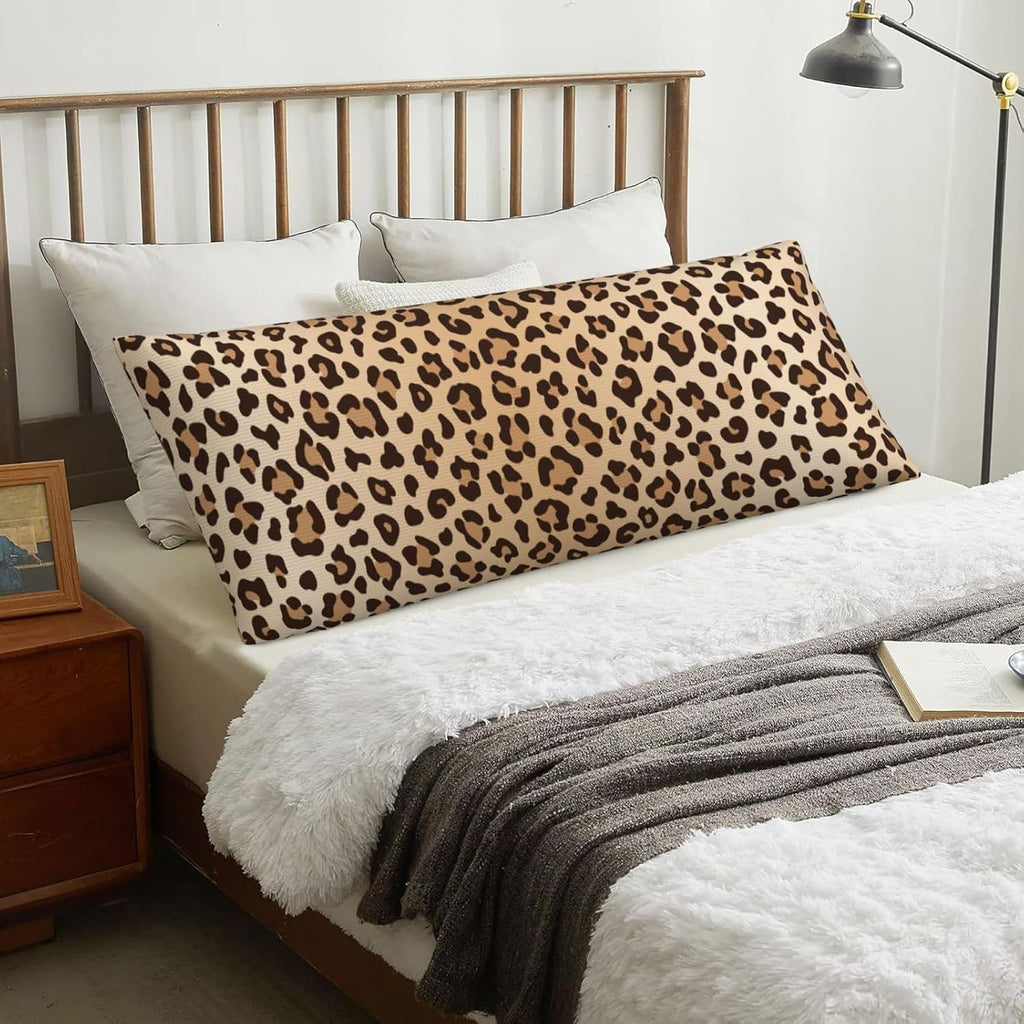 Sovvin Leopard Print Body Pillow Cover Animal Skin Texture Long Pillow Case with Zipper Decorative Soft Cushion Bedding Pillowcase f…